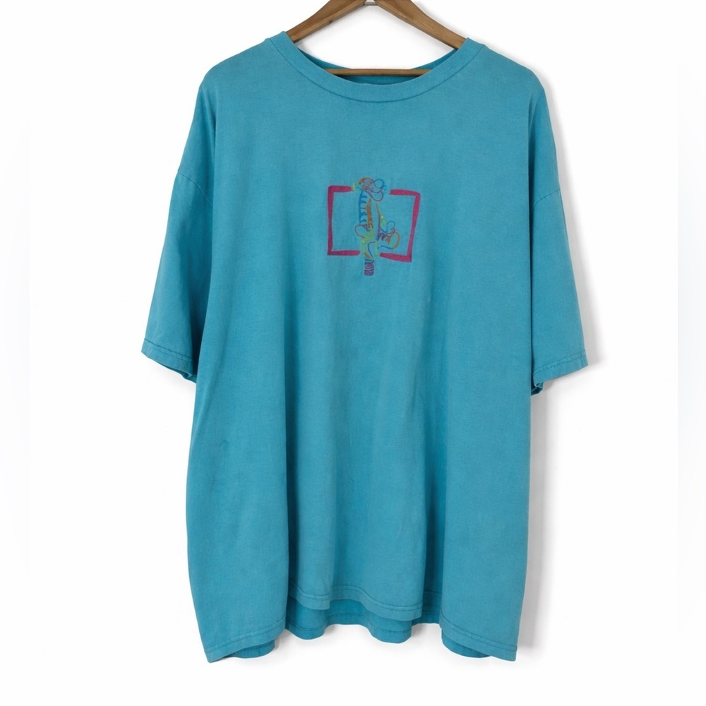 Vintage Y2K POOH Disney Winnie The embroidered 0137 blue short sleeve plus size